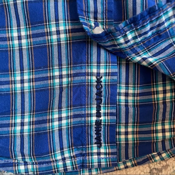 Janie and Jack toddler boys blue plaid long sleeve button down - Picture 5 of 7